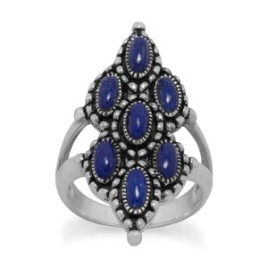 💫 Ornate Oxidized Lapis Ring